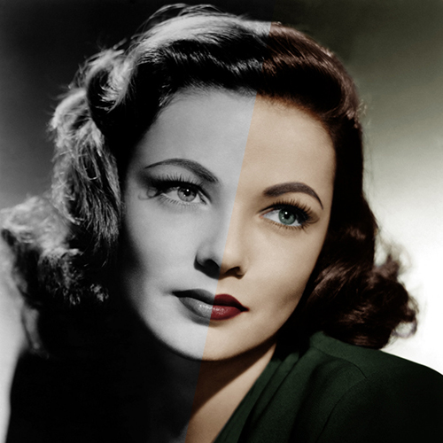 Photo colorization of Gene Tierney