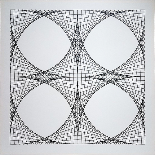 Drawing of curved lines in a square shape, making a 3D effect