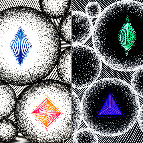 Pen Drawing of numberous orbs